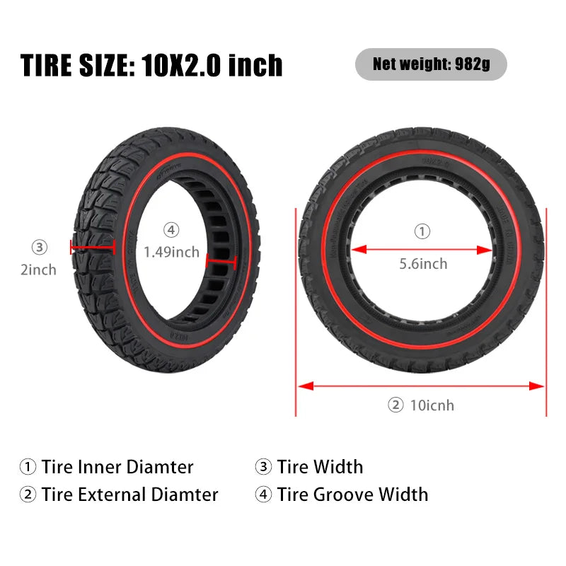 10" x 2" Solid tire off road tire for Electric Scooter